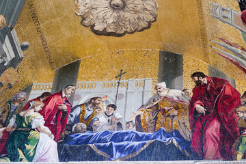 Naklejka premium Details of outside entrance to St Mark's Basilica in Venice, Italy