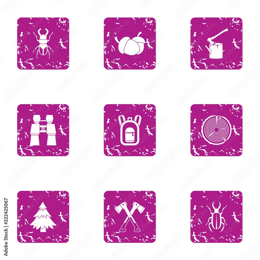 Poster treated with poison icons set. grunge set of 9 treated with poison vector icons for web isolated on 