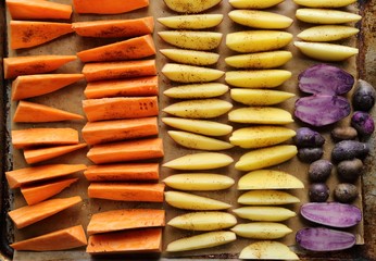 Different types of potatoes.