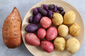 Different types of potatoes.