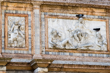 Details of outside entrance to St Mark's Basilica in Venice, Italy