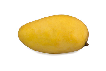 Close-up fresh yellow mango ( Mangifera indica L.) isolated on white background.