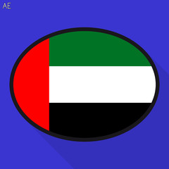 United Arab Emirates flag speech bubble, social media communication sign, flat business oval icon.