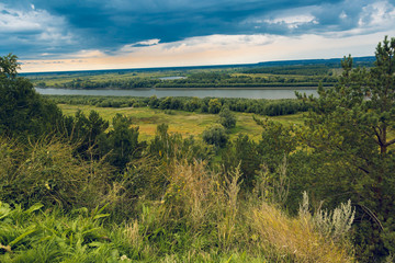 Naklejka premium Autumn Landscape of the Irtysh River Delta