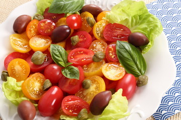 Salad of colorful tomatoes.