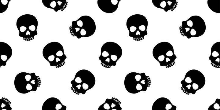 skull seamless pattern Halloween vector pirate Crossbones  bone poison Ghost scarf isolated repeat wallpaper tile background