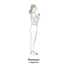 Pranamasana or Prayer Pose. Vector.