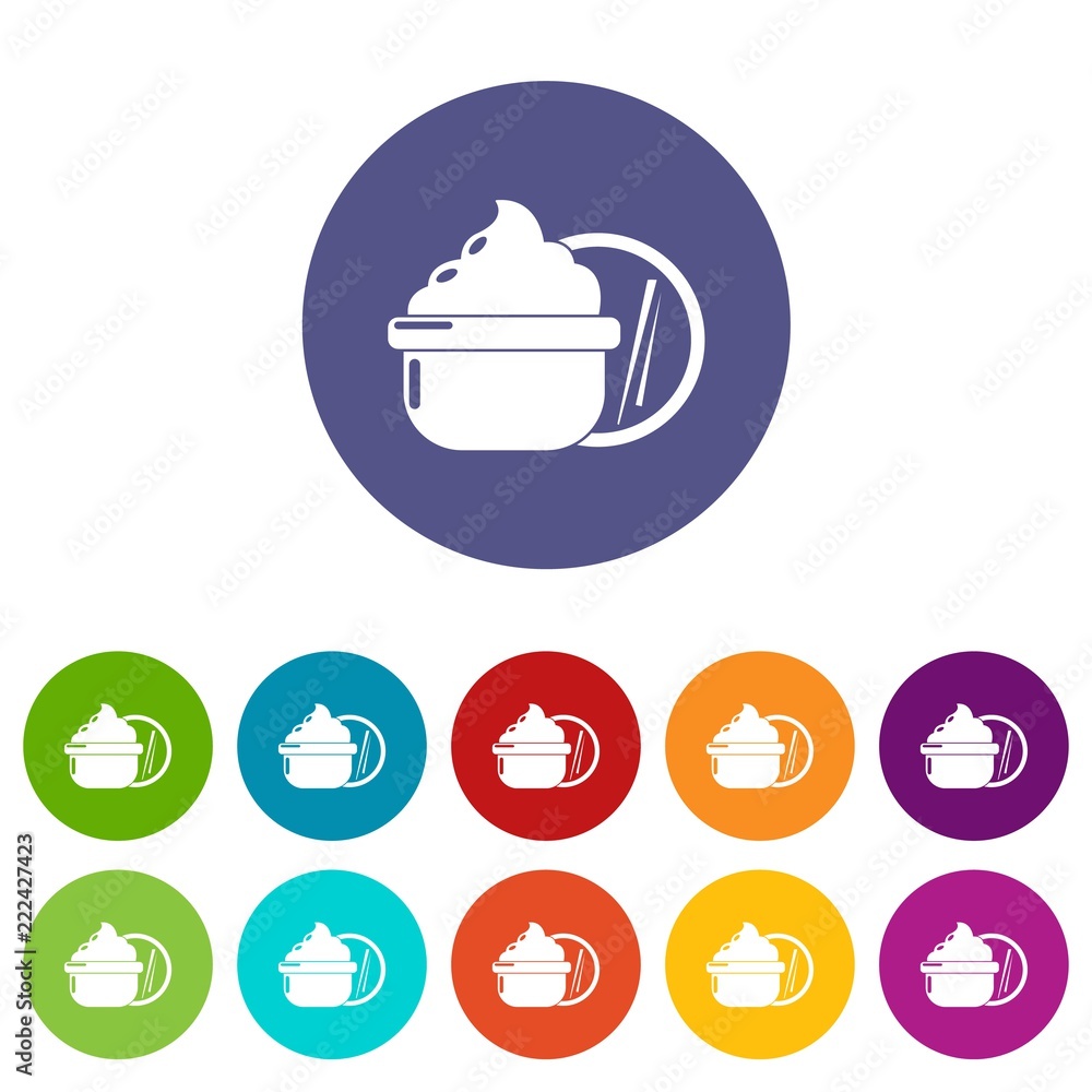 Poster face cream icons color set vector for any web design on white background