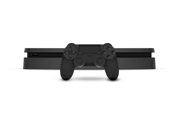 Game console with joystick isolated on white background. Vector illustration.