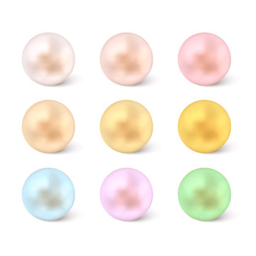 Pearl set isolated on white background. Vector illustration.