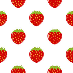 Strawberries on a white background. Vector seamless pattern.