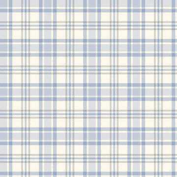 Seamless plaid pattern in  white, grey and blue stripes.