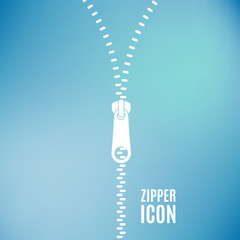 Icon zipper. Zippered lock and unlock. Closed and open zipper. Fastener. Blurred background. Vector illustration