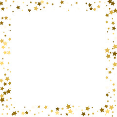 Gold stars on a white background. Vector IIlustration. Golden stars on a white square background. Template for holiday designs, invitation, party, birthday, wedding.