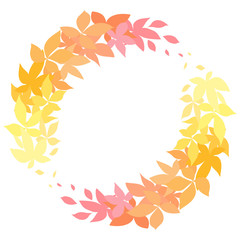 Round autumn wreath made of leaves. The object is separate from the background. Vector flat element for invitation cards, greeting cards and your design