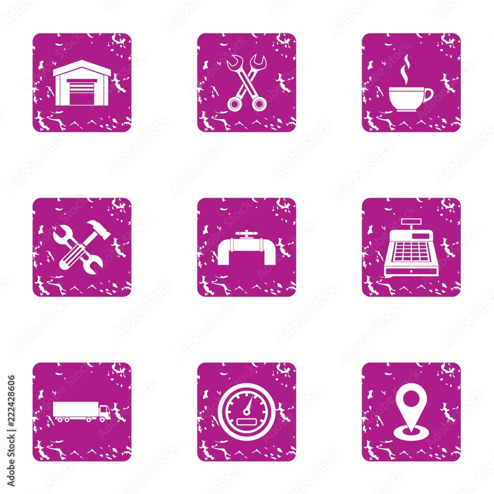 Aufkleber inspection pit icons set. grunge set of 9 inspection pit vector icons for web isolated on white back