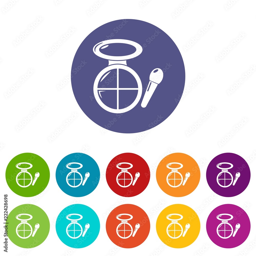 Aufkleber face powder multicolor icons color set vector for any web design on white background