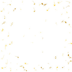 Golden music notes on a solide white background