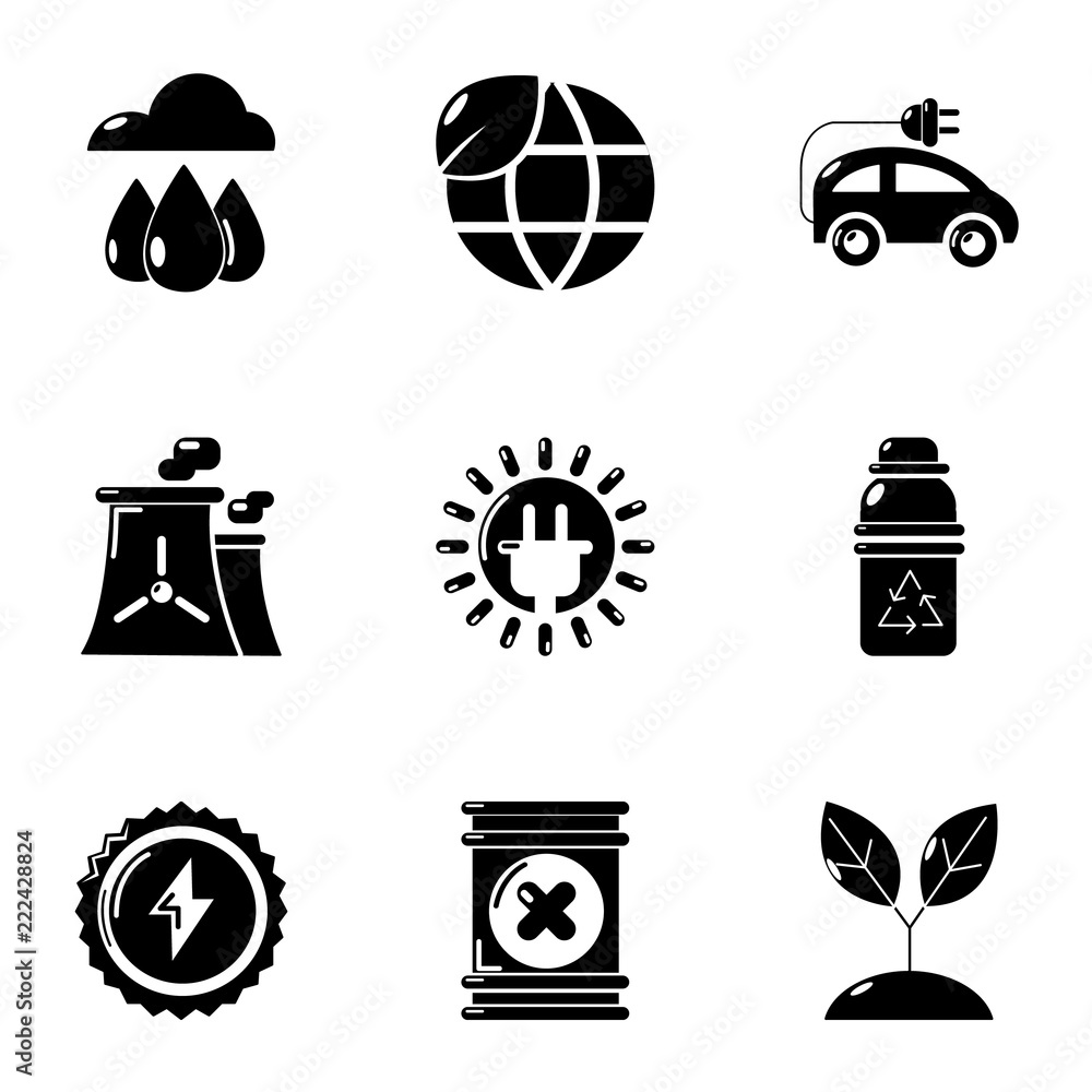 Poster world energy icons set. simple set of 9 world energy vector icons for web isolated on white backgrou