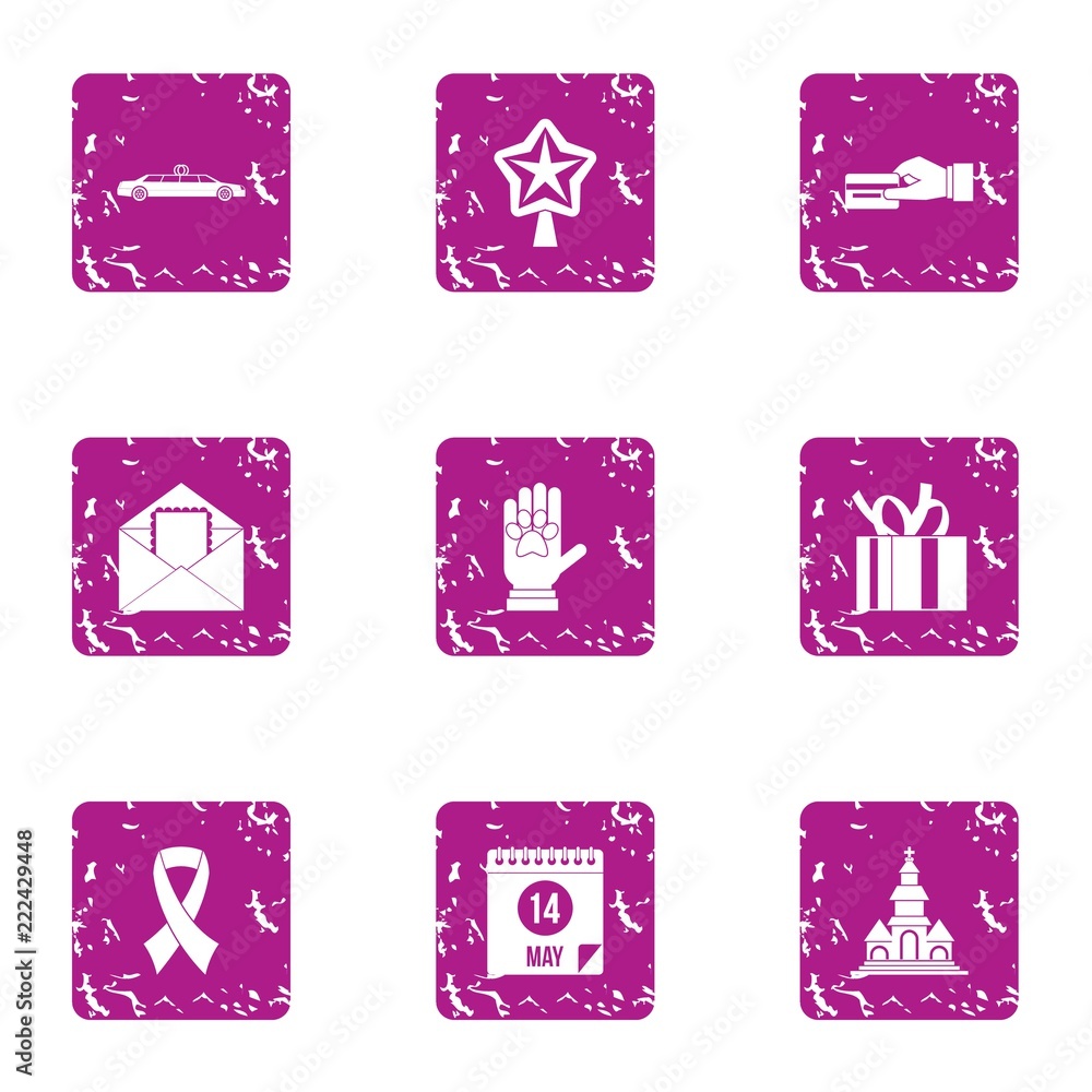 Aufkleber month of festive icons set. grunge set of 9 month of festive vector icons for web isolated on white 