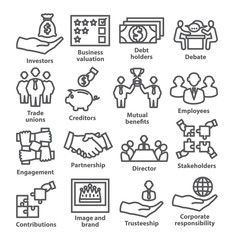 Business management line icons Pack 32