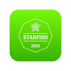 Starfish icon green vector isolated on white background