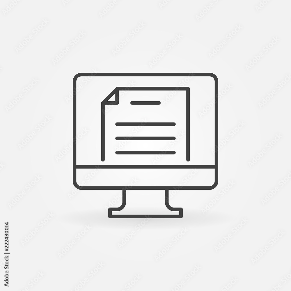 Poster pc with document vector concept icon in thin line style