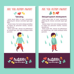 Autism. Early signs of autism syndrome in children. Vector illustration.