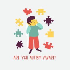 Autism. The emblem of the syndrome of autism in children. Children of rain. Vector illustration.