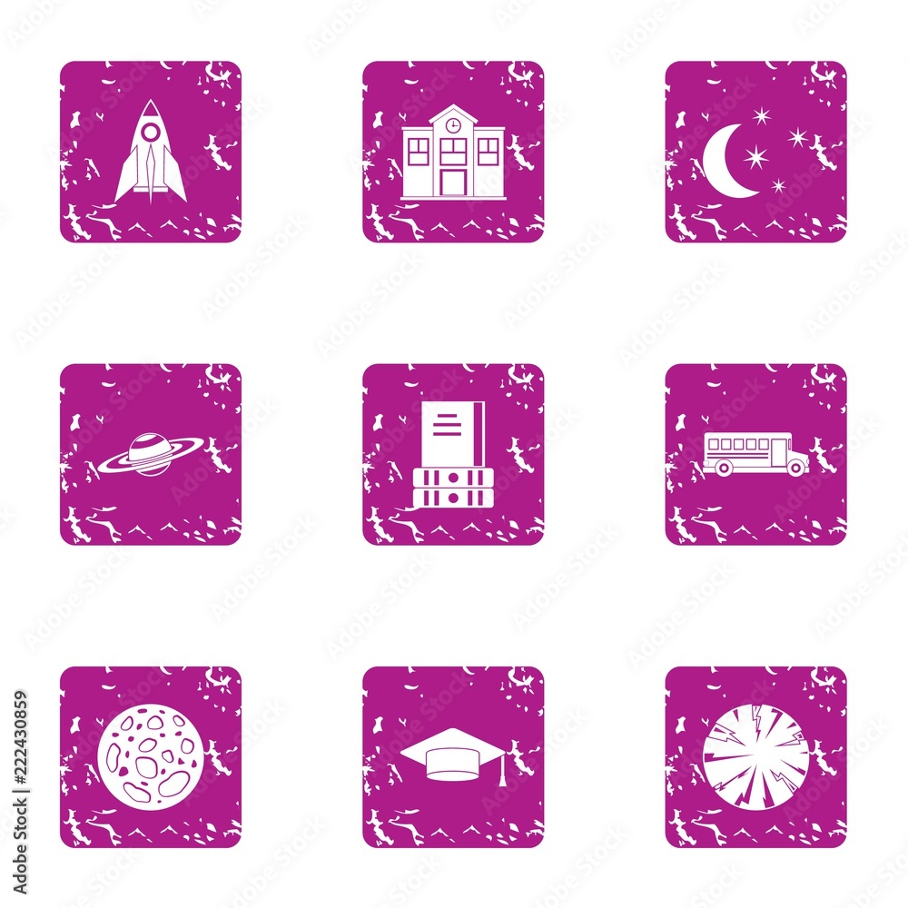 Poster interesting idea icons set. grunge set of 9 interesting idea vector icons for web isolated on white 