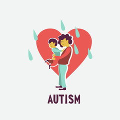 Autism. The emblem of the syndrome of autism in children. Children of rain. Vector illustration.