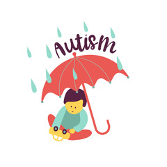 Autism. The emblem of the syndrome of autism in children. Children of rain. Vector illustration.