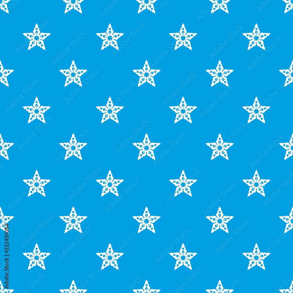Poster star snowflake pattern vector seamless blue repeat for any use