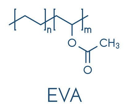 Ethylene-vinyl acetate (EVA) copolymer, chemical structure. Skeletal formula.