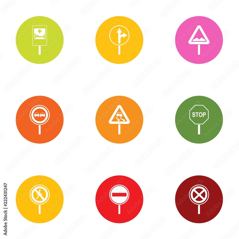Poster sign highway icons set. flat set of 9 sign highway vector icons for web isolated on white background
