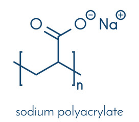 Sodium polyacrylate polymer, chemical structure. Superabsorbent polymer, also known as waterlock. Skeletal formula.