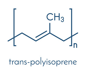 Trans-1,4-polyisoprene polymer, chemical structure. Main component of gutta-percha. Skeletal formula.