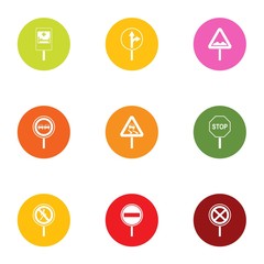 Sign highway icons set. Flat set of 9 sign highway vector icons for web isolated on white background