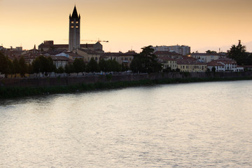 Fototapeta premium sunset on the banks of the Adige river