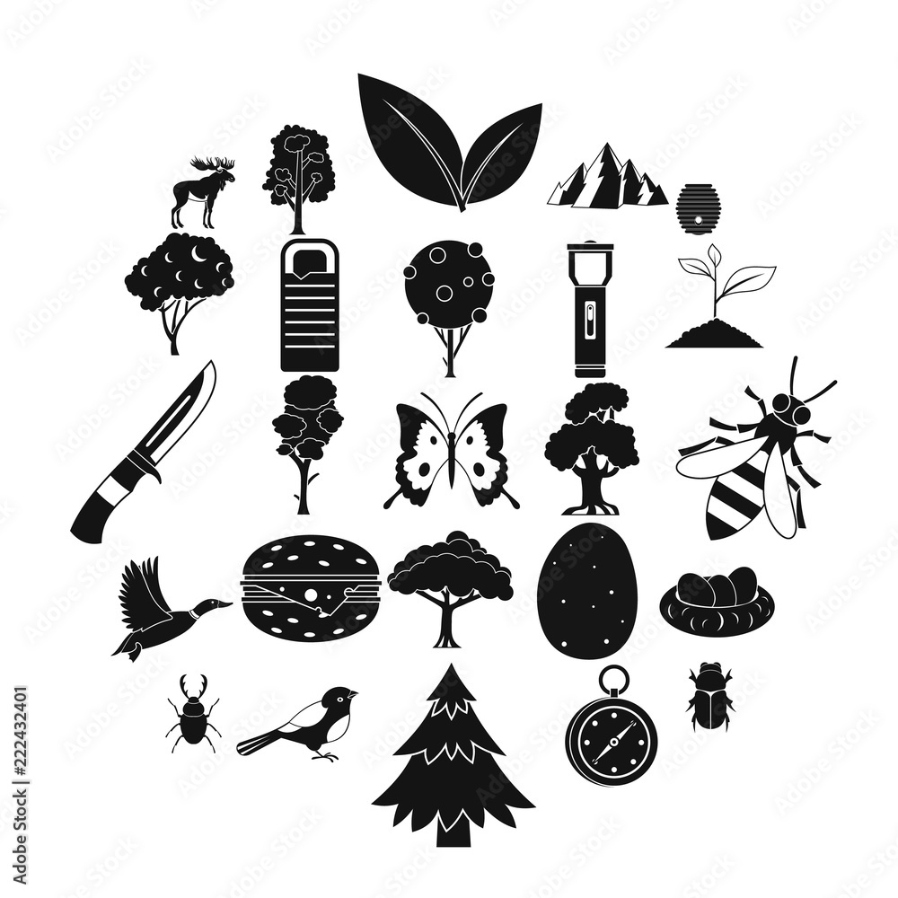 Poster wild nature icons set. simple set of 25 wild nature vector icons for web isolated on white backgroun