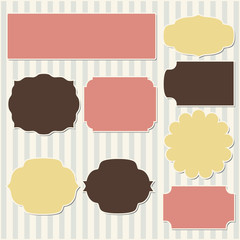 Vintage labels, memo stickers set on strips pattern