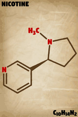 Detailed infographic illustration of the molecule of Nicotine.