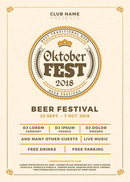 Oktoberfest beer festival celebration. Typography poster or flyer template for beer party. Vector illustration