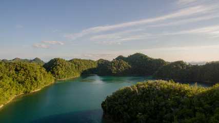 nature islands aerial view bird super blue lagune siargao philippines horizon ocean