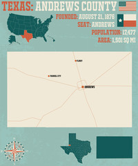 Detailed map of Andrews county in Texas, USA