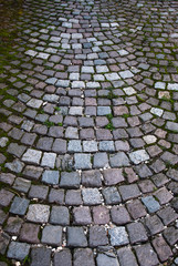 Rural street paved with stone