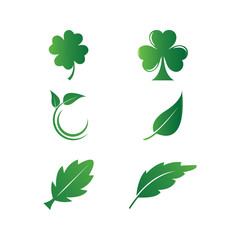 Set of green leaf graphic design template