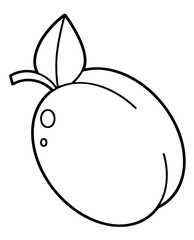 cartoon scene with plum on white background - vector coloring page - illustration for children