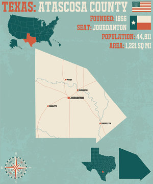 Detailed Map Of Atascosa County In Texas, USA