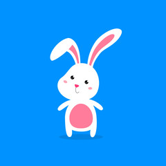 Cute bunny illustration, flat cartoon